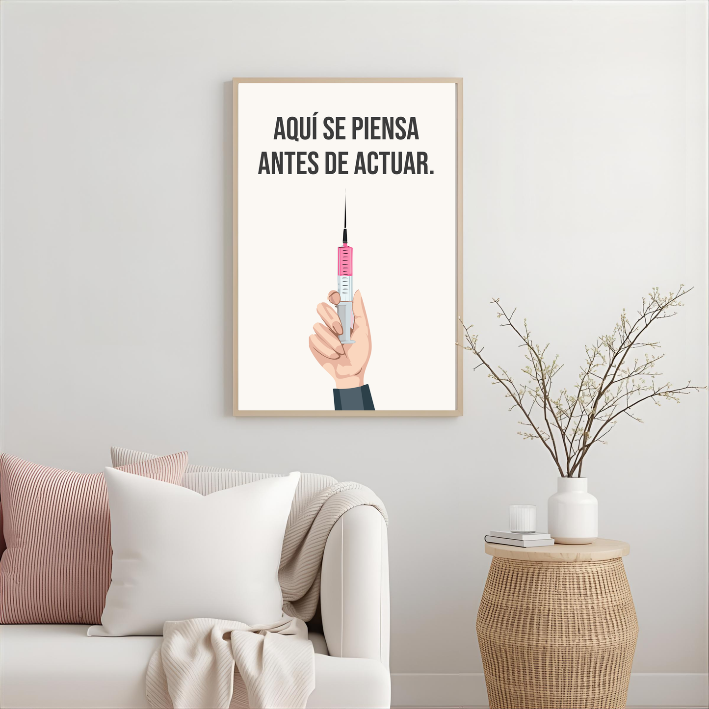 Arte de pared "Aquí se piensa antes de actuar"
