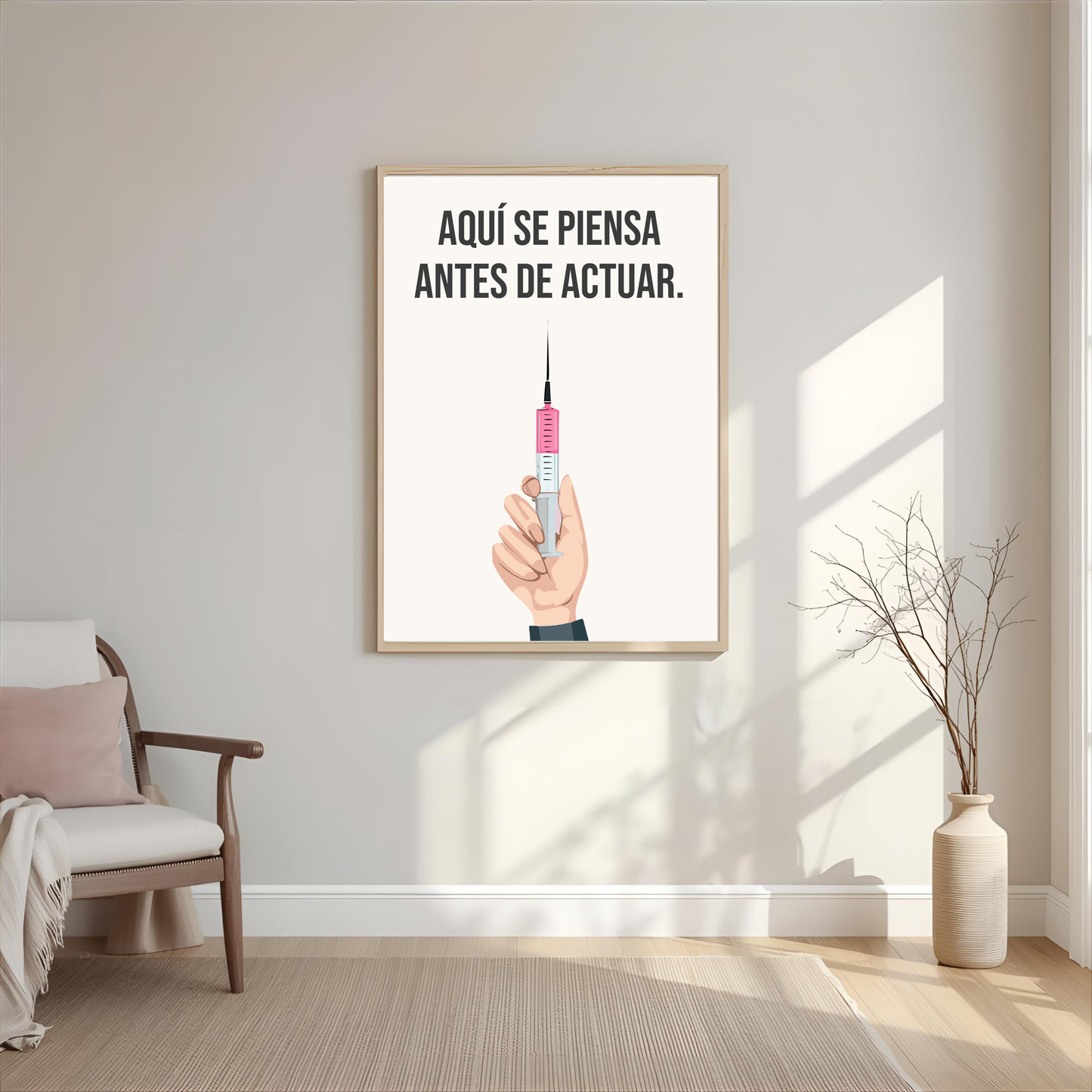 Arte de pared "Aquí se piensa antes de actuar"