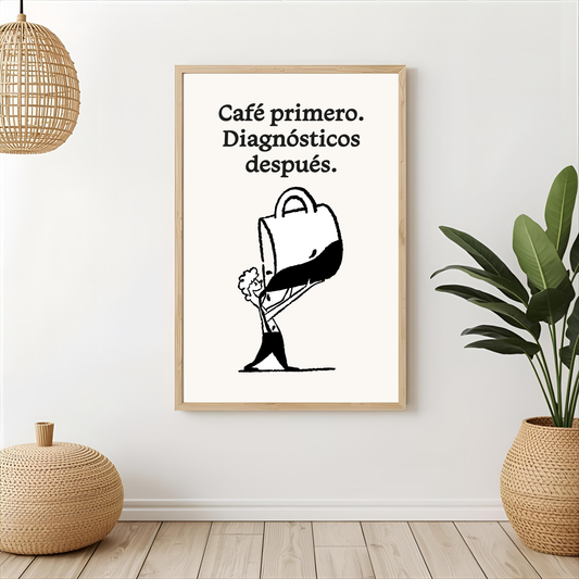Arte de pared " Café primero. Diagnósticos después"